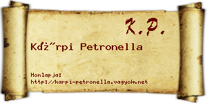 Kárpi Petronella névjegykártya